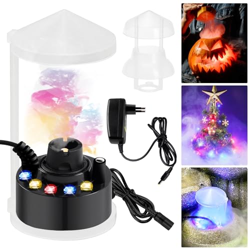 PORFOYO Ultraschall Vernebler, 12 LED Ultraschall Nebelmaschine, Nebler Ultraschall Vernebler, Mist Maker Wassernebler Fogger mit Abnehmbarem Spritzschutz für Springbrunnen,Teich, Nebel, Halloween (B) von PORFOYO