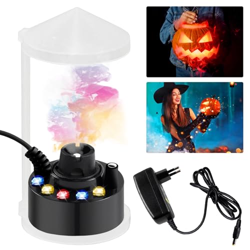 PORFOYO Ultraschall Vernebler, 12 LED Ultraschall Nebelmaschine, Nebler Ultraschall Vernebler, Mist Maker Wassernebler Fogger mit Abnehmbarem Spritzschutz für Springbrunnen,Teich, Nebel, Halloween (A) von PORFOYO