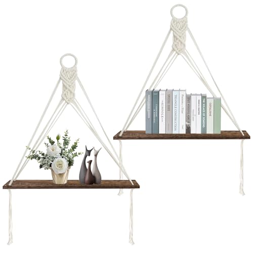 PORFOYO Wandregal Holz, 2er Set Regal Wand Im Boho Stil Aus Treibholz mit Baumwollseil Handgewebtes Schweberegal Als Holzregal Wand und Wand Regal für Wohnzimmer Schlafzimmer Badezimmer Wanddeko Boho PORFOYO Wandregal Holz, 2er Set Regal Wand Im Boho Stil Aus Treibholz mit Baumwollseil Handgewebtes Schweberegal Als Holzregal Wand und Wand Regal für Wohnzimmer Schlafzimmer Badezimmer Wanddeko Boho von PORFOYO