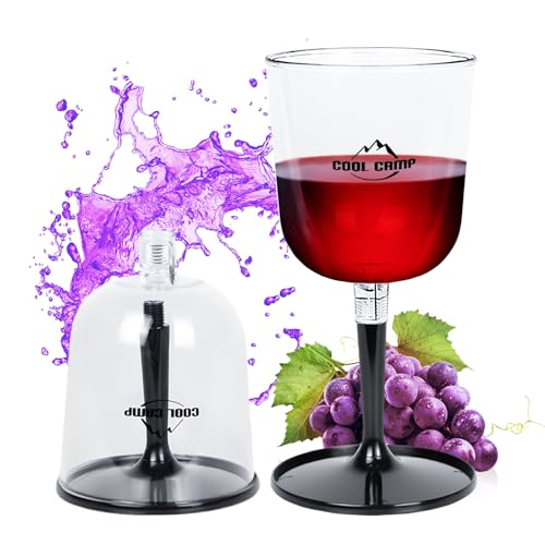 PORFOYO Weingläse To Go,2 Stück 300ML Camping Weinglas,Kompaktes Weinglas,Bruchsichere Weingläser,Weingläser Aus Plastik Für Camping,Gartenpartys,Picknicks,Anti-Fall,Abnehmbar von PORFOYO