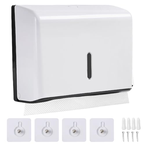 Papierhandtuchspender Ohne Bohren, Handtuchspender Für Papierhandtücher, 26*19.5CM Paper Towel Dispenser Wall, Papierhandtuchhalter Hält Zu 200 Papierhandtücher Für Einkaufszentren Hotels Büros,Weiß Papierhandtuchspender Ohne Bohren, Handtuchspender Für Papierhandtücher, 26*19.5CM Paper Towel Dispenser Wall, Papierhandtuchhalter Hält Zu 200 Papierhandtücher Für Einkaufszentren Hotels Büros,Weiß von PORFOYO