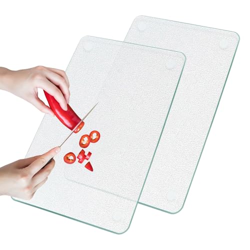Schneidebrett Aus Glas 2 Stück, Schneidebrett Glas 20 X 30 cm, Schneidbrett Transparentes Mit Rutschfesten Silikonfüßen, Glasschneidebrett Kratzfest Für Kochen Backen Gemüsezubereiten in Der Küche Schneidebrett Aus Glas 2 Stück, Schneidebrett Glas 20 X 30 cm, Schneidbrett Transparentes Mit Rutschfesten Silikonfüßen, Glasschneidebrett Kratzfest Für Kochen Backen Gemüsezubereiten in Der Küche von PORFOYO