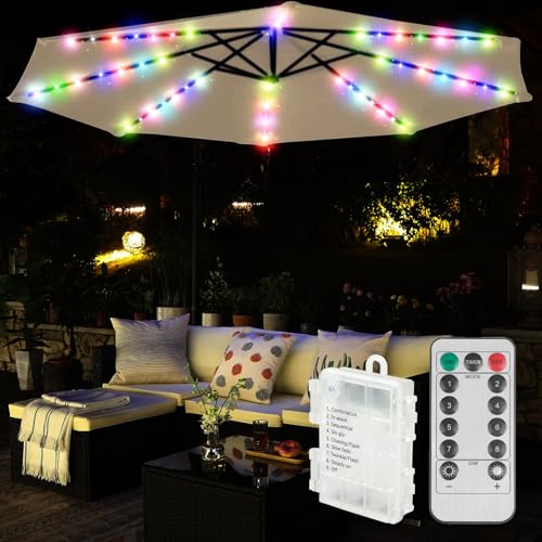 Sonnenschirm Beleuchtung Solar, Solar-Regenschirm-Lichter, 104 Led, 8 Modi, Regenschirm Lichterkette Für Sonnenschirm, Terrassenschirm Lichterketten Mit Fernbedienung von PORFOYO
