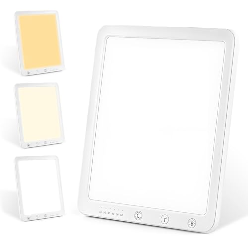 Tageslichtlampe 10000 Lux Tageslichtleuchte, Lichttherapielampe, LED Lichttherapie Sonnenlicht Daylight Lampe mit LED Technologie, Tageslichtlampe mit 5 Helligkeitsstufen, UV-frei Sonnenlicht Lampe Tageslichtlampe 10000 Lux Tageslichtleuchte, Lichttherapielampe, LED Lichttherapie Sonnenlicht Daylight Lampe mit LED Technologie, Tageslichtlampe mit 5 Helligkeitsstufen, UV-frei Sonnenlicht Lampe von PORFOYO