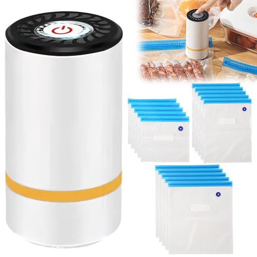 Vakuumiergerät mit 15 Vakuumbeuteln, Mini Vakuumiergerät für Lebensmittel, Tragbarer Vakuumiergerät, Handvakuumierer Für Lebensmittel, USB Mini Handvakuumierer für Trockene und Feuchte Lebensmittel Vakuumiergerät mit 15 Vakuumbeuteln, Mini Vakuumiergerät für Lebensmittel, Tragbarer Vakuumiergerät, Handvakuumierer Für Lebensmittel, USB Mini Handvakuumierer für Trockene und Feuchte Lebensmittel von PORFOYO