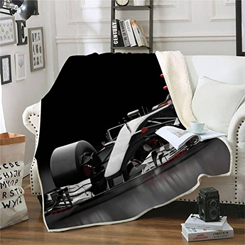 PORIMA Kuscheldecke150x200 Formel Auto 3D-Druck Kuscheldecke Flanell Mikrofaser Formel Auto dekorative Sofadecke superweiche Fleecedecke, verdickte Wohnzimmer Decke von PORIMA