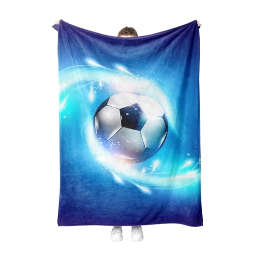 Fußball Kuscheldecke Flanell Decke Fußball-Muster Fleecedecke Flauschig Weich und Warme,3D Fußball Wohndecke Sofadecke Couchdecke Für Teens Erwachsene. (Style B, 150x200cm) von PORJDN