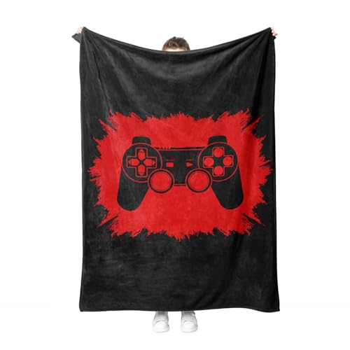 Gaming Kuscheldecke Gamepad Flanell Decke Spielkonsolen-Muster Fleece Decke Flauschig Weich und Warme,Für Gamer Teens Erwachsene (Style E, 130x150cm) von PORJDN