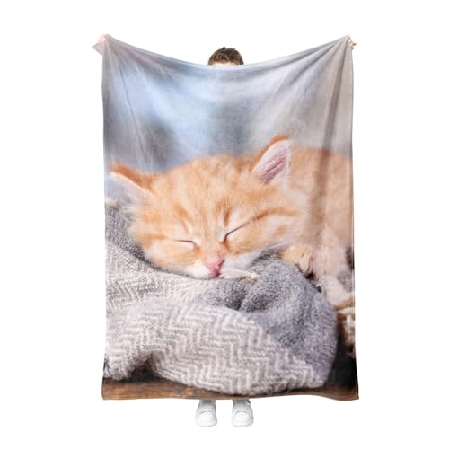 Katzen Kuscheldecke Flanell Decke Kitty-Muster Fleecedecke Flauschig Weich und Warme,3D Kitty Wohndecke Sofadecke Couchdecke Für Teens Erwachsene. (Kätzchen A, 150x200cm) von PORJDN