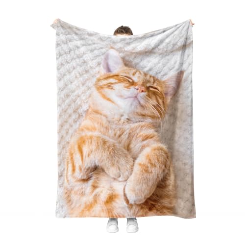 Katzen Kuscheldecke Flanell Decke Kitty-Muster Fleecedecke Flauschig Weich und Warme,3D Kitty Wohndecke Sofadecke Couchdecke Für Teens Erwachsene. (Kätzchen C, 130x150cm) von PORJDN