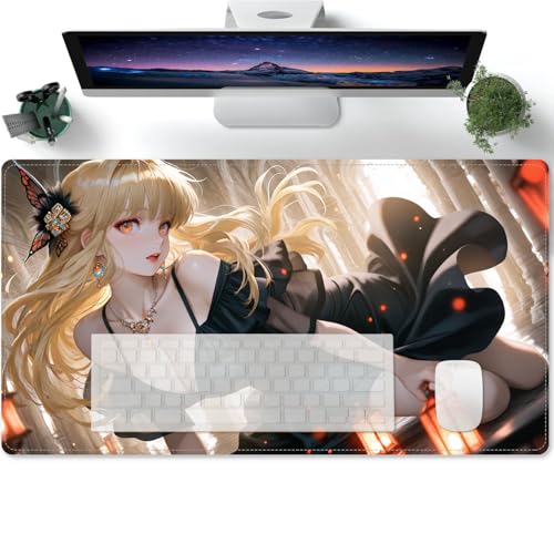 Erweitertes großes Computer Tastatur Mausmatte Anime-Muster XXL Schreibtischunterlage weiche Glatte Oberfläche und rutschfeste Gummibasis 600x300x3mm von PORNHUX