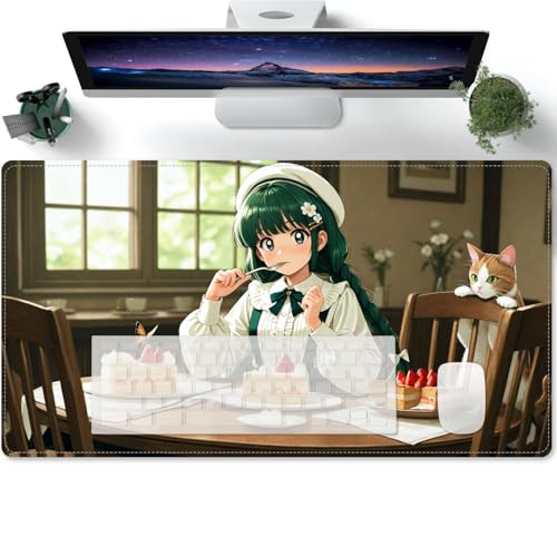 Erweitertes großes Computer Tastatur Mausmatte Anime Waifu XXL Schreibtischunterlage weiche Glatte Oberfläche und rutschfeste Gummibasis 600x300x3mm von PORNHUX