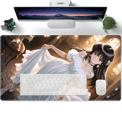 Erweitertes großes Computer Tastatur Mausmatte Anime Waifu XXL Schreibtischunterlage weiche Glatte Oberfläche und rutschfeste Gummibasis 600x300x3mm von PORNHUX