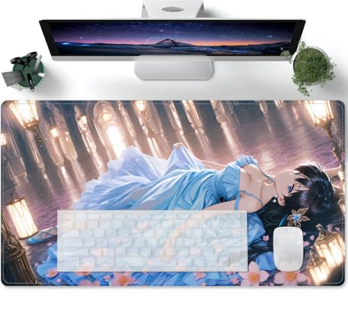 Gaming Anime Süßes Mädchen XL Mauspad Tischunterlage Large Size Multifunktionales Anti Rutsch schreibtischunterlage 600x300x3mm von PORNHUX