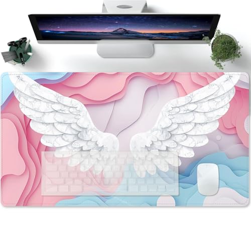 Gaming-Mauspad Fantastisch bunte Flügelfedern Wasserabweisend und Rutschfest Groß Schreibtischunterlage PC Zubehör Gaming 600x300x3mm von PORNHUX