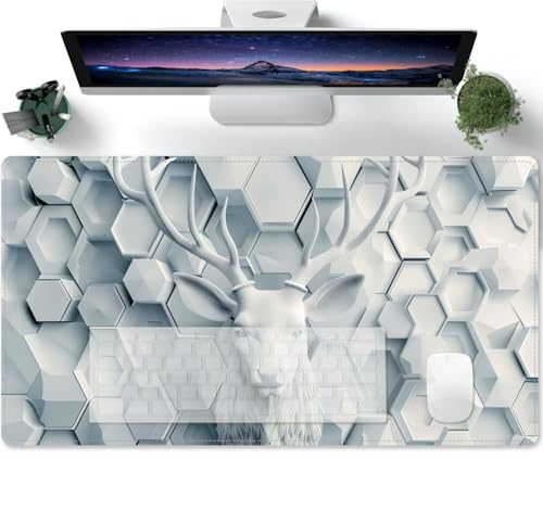 Gaming-Mauspad Moderner geometrischer Stereo-Hirsch Wasserabweisend und Rutschfest Groß Schreibtischunterlage PC Zubehör Gaming 600x300x3mm Gaming-Mauspad Moderner geometrischer Stereo-Hirsch Wasserabweisend und Rutschfest Groß Schreibtischunterlage PC Zubehör Gaming 600x300x3mm von PORNHUX