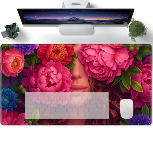 Gaming Mauspad XXL Frau Gesicht Blumen Mousepad Tischunterlage Large Size Multifunktionales Anti Rutsch schreibtischunterlage verbessert Präzision und Geschwindigkei 600x300x3mm Gaming Mauspad XXL Frau Gesicht Blumen Mousepad Tischunterlage Large Size Multifunktionales Anti Rutsch schreibtischunterlage verbessert Präzision und Geschwindigkei 600x300x3mm von PORNHUX