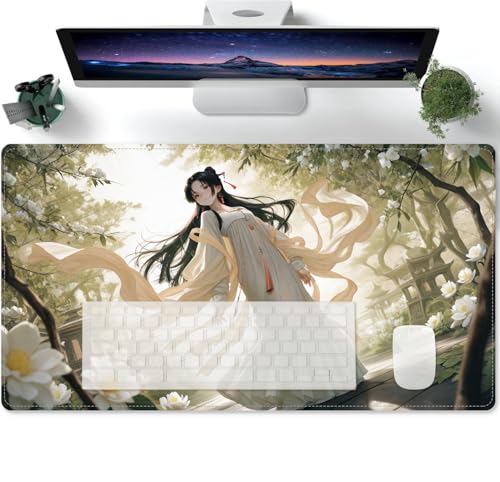 Großer Anime Süßes Mädchen XL Mauspad für Schreibtisch Nicht rutschender Unterlage, Schreibtischmatte für Tastatur und Maus 600x300x3mm von PORNHUX