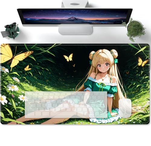 Large Anime Mädchen XL Mouse Pad - Desk Mat - Gaming Mat Pad - Rubber Base for Stable Grip on Smooth Surfaces - Table Pad 600x300x3mm von PORNHUX