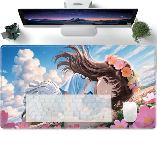 Large Anime Mädchen XL Mouse Pad - Desk Mat - Gaming Mat Pad - Rubber Base for Stable Grip on Smooth Surfaces - Table Pad 600x300x3mm von PORNHUX