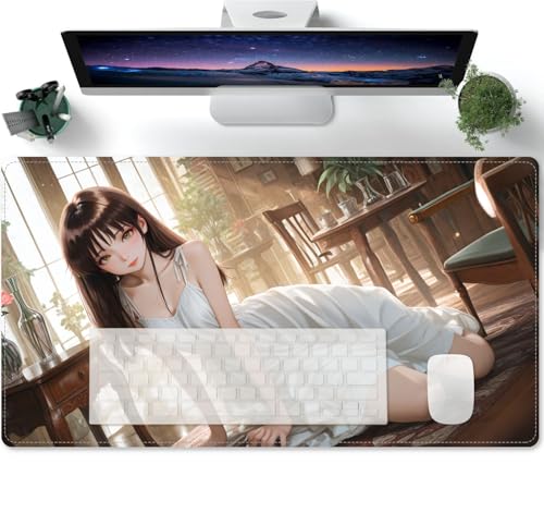 Large Gaming Anime Mädchen XL Mouse Pad,Desk Pad Gaming,Office Desk Mat Large Size,Personalized Design for Gaming Office Home 600x300x3mm von PORNHUX