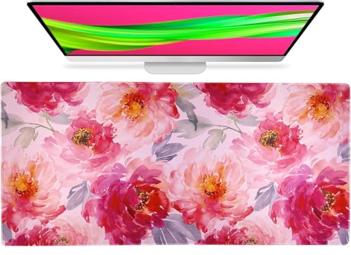 Large Mouse Pad Desk Mat Keyboard Pad Desktop Office School Essentials Decor Big Extended Laptop Protector Computer Accessories Pretty Mouse Pad Women Girls Watercolour Flower XL 600x300x3mm von PORNHUX