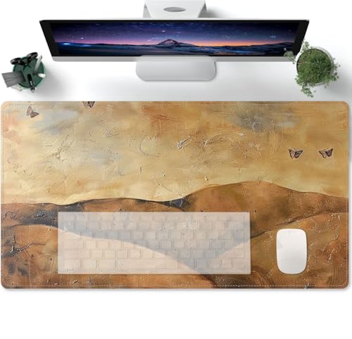 Mauspad Gaming mit Abstraktes Ölgemälde Berg Vintage Motiv Tischunterlage Large Size Spezielle Oberfläche Schreibtischunterlage Verbessert Präzision und Geschwindigke 600x300x3mm von PORNHUX