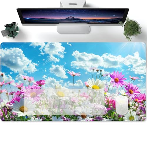 Mauspad Garten Blumen, Landschaft, Himmel Gaming XXL Mousepad groß Schreibtischunterlage Tischunterlage Large Size Fransenfreie Ränder rutschfest Verbessert Präzision und Geschwindigkeit 600x300x3mm von PORNHUX
