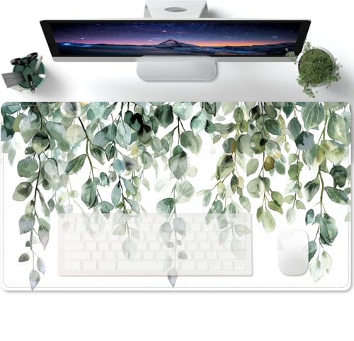 Mauspad Schreibtischunterlage XXL Groß Aquarell Trauerblatt grün Erweitertes Gaming Mousepad Schreibtischunterlage Coole Tastatur Schreibtischmatten für Computer 600x300x3mm von PORNHUX
