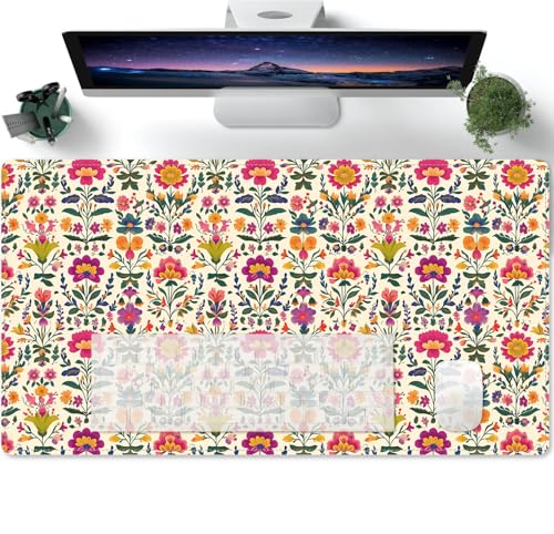 Mauspad Schreibtischunterlage XXL Groß Bemalte Blumen Erweitertes Gaming Mousepad Schreibtischunterlage Coole Tastatur Mauspad Schreibtischmatten für Computer - 600x300mm von PORNHUX