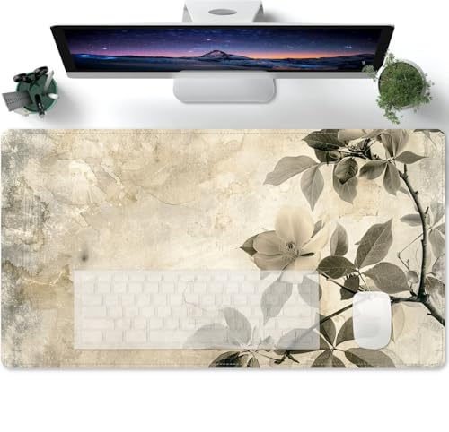 Mauspad Schreibtischunterlage XXL Groß Schwarze und weiße Blumen, schlichtes Grau Erweitertes Gaming Mousepad Schreibtischunterlage Coole Tastatur Schreibtischmatten für Computer 600x300x3mm Mauspad Schreibtischunterlage XXL Groß Schwarze und weiße Blumen, schlichtes Grau Erweitertes Gaming Mousepad Schreibtischunterlage Coole Tastatur Schreibtischmatten für Computer 600x300x3mm von PORNHUX