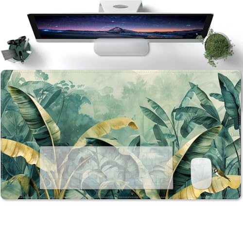 Mauspad XXL Groß Gaming Tischunterlage Large Size Schwarz mit Motiv Regenwaldpflanzen, Palmen, Naturlandschaft Polyester Schreibtischunterlage Verbessert Präzision und Geschwindigkeit 600x300x3mm Mauspad XXL Groß Gaming Tischunterlage Large Size Schwarz mit Motiv Regenwaldpflanzen, Palmen, Naturlandschaft Polyester Schreibtischunterlage Verbessert Präzision und Geschwindigkeit 600x300x3mm von PORNHUX