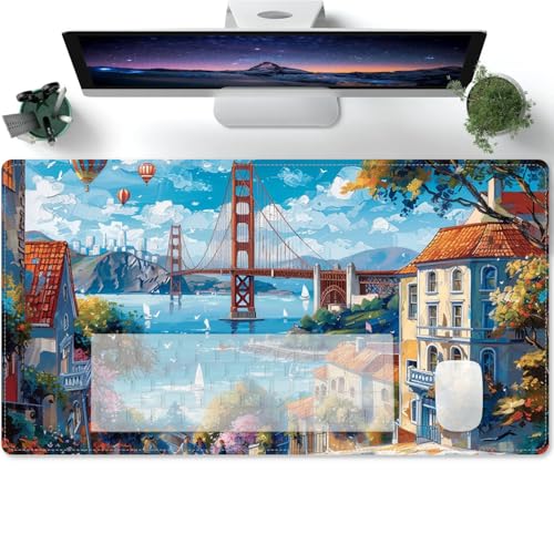 Mauspad XXL Groß mit Blick auf die Brücke und die Stadt Motiv Tischunterlage Large Size Spezielle Oberfläche Schreibtischunterlage Verbessert Präzision und Geschwindigkeit 600x300x3mm Mauspad XXL Groß mit Blick auf die Brücke und die Stadt Motiv Tischunterlage Large Size Spezielle Oberfläche Schreibtischunterlage Verbessert Präzision und Geschwindigkeit 600x300x3mm von PORNHUX