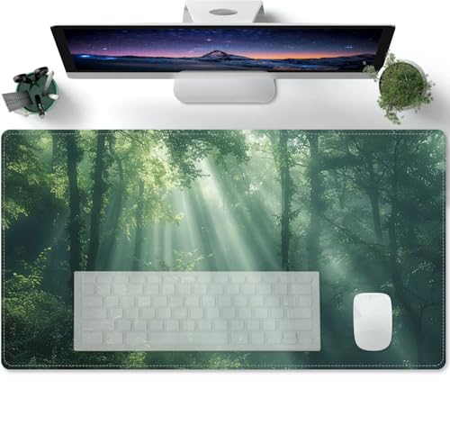 Mauspad XXL Großes Wald, Bäume, grüne Landschaft, Sonnenschein für Gamer Langlebiges Gaming Desk Mat 600x300x3mm von PORNHUX