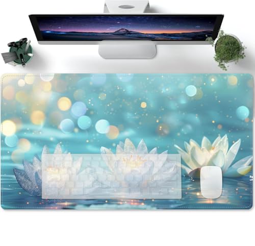 Mauspad XXL Mystisches weißes Lotusblau Mousepad Tischunterlage Large Size Multifunktionales Anti Rutsch schreibtischunterlage verbessert Präzision und Geschwind 600x300x3mm Mauspad XXL Mystisches weißes Lotusblau Mousepad Tischunterlage Large Size Multifunktionales Anti Rutsch schreibtischunterlage verbessert Präzision und Geschwind 600x300x3mm von PORNHUX