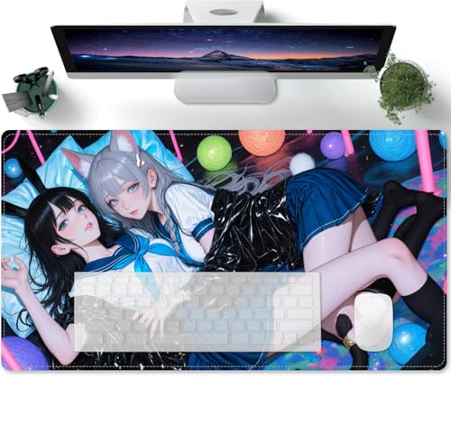 Mouspad Anime Mädchen XXXL Motiv übergroßes Mauspad, Schreibtischunterlage, Lange rutschfeste Kautschuk-Unterseite 600x300x3mm von PORNHUX