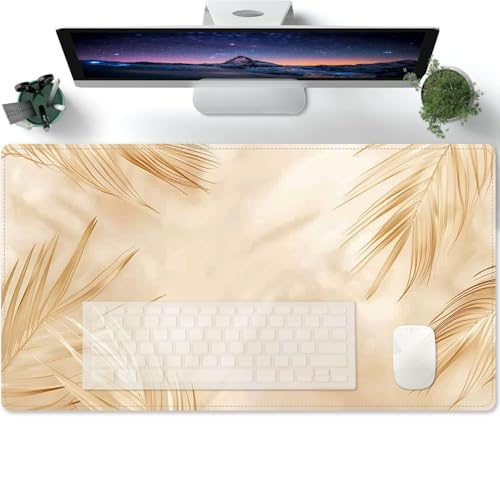Schreibtischunterlage Mauspad XXL Minimalistische Vintage-Palmblätter Rutschfester Mousepad Groß für Schreibtisch und PC Gadgets | Wasserdichter Desk Mat 600x300x3mm von PORNHUX