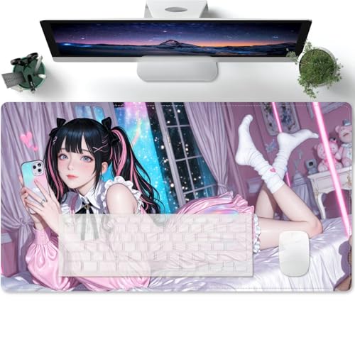 Übergröße Anime Waifu XXL Mauspad - Großformat - Schreibtischunterlage - gummierte Rückseite - Gaming - Präzision und Geschwindigkeit 600x300x3mm von PORNHUX