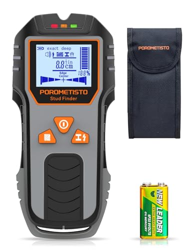 Leitungssucher Ortungsgerät, POROMETISTO DSF01 Wand Scanner, 6-in-1 Multifunktional Stud Finder | Leitungssuchgerät für Holzstuden, Eisenmetalle, Nichteisenmetalle, AC Kabel von POROMETISTO
