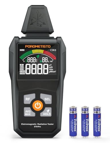 POROMETISTO EMF-Messgerät Strahlungsdetektor, ET01Pro EMF-Detektor, 5-in-1-Detektor für elektromagnetische Felder und Hochfrequenzen für EMF-Inspektionen zu Hause und im Büro, Geisterjagd von POROMETISTO