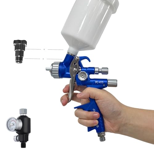 PORPHIS PC-415 MP 1,3 mm Schwerkraftzufuhr-Sprühpistole, Starter-Set – inklusive Inline-Regler und Filter, PPS 1.0-Adapter und Reinigungsset von PORPHIS
