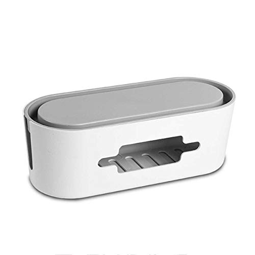 PORRASSO Kabelbox Kabelmanagement-Box Kabel Organizer Aufbewahrungsbox zum Verstecken von Steckdosenleisten Adaptern Kabeln - 12.6 x 4.7 x 5.1 Inch Weiß von PORRASSO