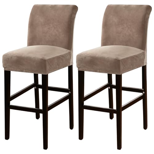 Stretch Bar Stool Cover Pub Counter Stool Chair Slipcover for Dining Room Cafe Furniture Removable Washable Dining Chair Covers Set (Color : Taupe, Size : 2) von PORTAO