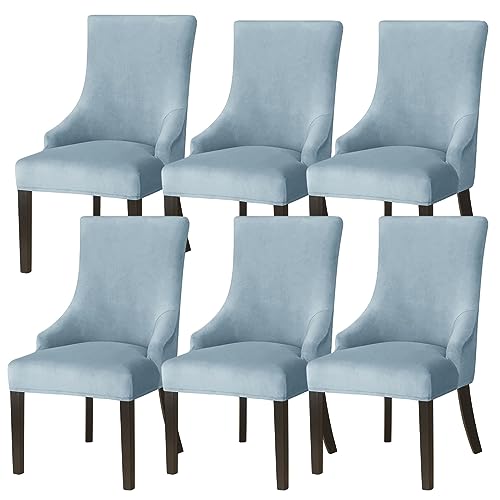 Wingback Chair Slipcover, Stretch Wingback Chair Cover,Sloping Arm Chair Protector Cover for Dining Room Banquet Home Decor Machine Washable Hand Washable (Color : Light blue, Size : 6) von PORTAO