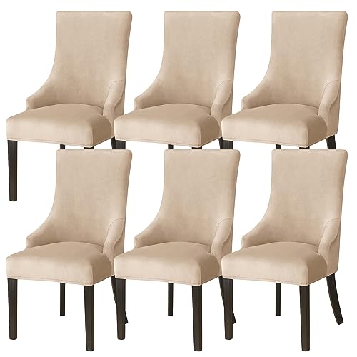 PORTAO Wingback Chair Slipcover, Stretch Wingback Chair Cover,Sloping Arm Chair Protector Cover for Dining Room Banquet Home Decor Machine Washable Hand Washable (Color : Rice Gray, Size : 6) von PORTAO