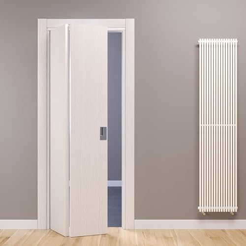 Porte Italiane, Fluid Motion 90° Klapptür aus Laminat, Holzrahmen und wasserfeste Kabelabdeckungen, mit Magnetschloss, 70 x 210 cm mit Öffnung links, Weiß Matrix von PORTE ITALIANE