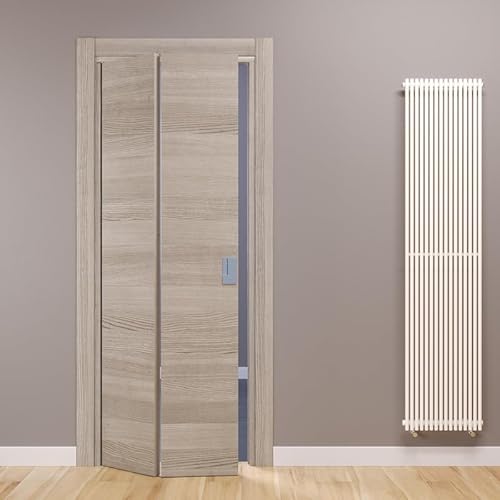 Porte Italiane, Fluid Motion Klapptür 180° aus Laminat, Holzrahmen und wasserfeste Kabelabdeckungen, mit Magnetschloss, 90 x 210 cm mit Öffnung links, Eiche horizontal von PORTE ITALIANE