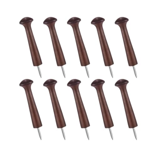 PORUPAEL 10 Stück Holz Shaker Pegs Shaker Heringe Aus Holz 7.4cm Unlackiertes Holz Hooks Mit Schrauben Zum Aufhängen Von Mänteln Hüten Taschen Und DIY Farbe (Braun) von PORUPAEL