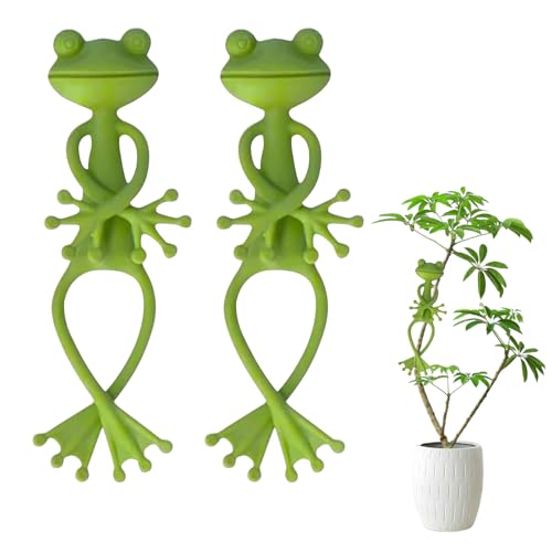 PORUPAEL 2 x Frosch-Pflanzenständer, bezaubernde grüne Frosch-Pflanzenstütze für Kletterranken, wiederverwendbare Kabelbinder, perfekt für Innen- und Außenbereich, Topfpflanzen PORUPAEL 2 x Frosch-Pflanzenständer, bezaubernde grüne Frosch-Pflanzenstütze für Kletterranken, wiederverwendbare Kabelbinder, perfekt für Innen- und Außenbereich, Topfpflanzen von PORUPAEL