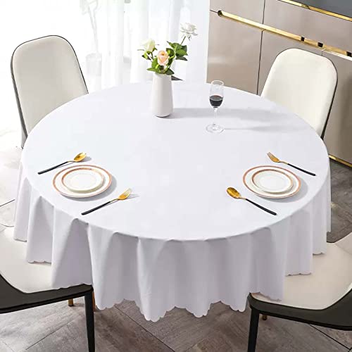 PORUTE Runde Tischdecke, 180 cm, wasserabweisend, auslaufsicher, Polyester-Tischdecke, waschbare Tischdecke, PVC-Tischdecke für runden Tisch, für den Innen- und Außenbereich von PORUTE